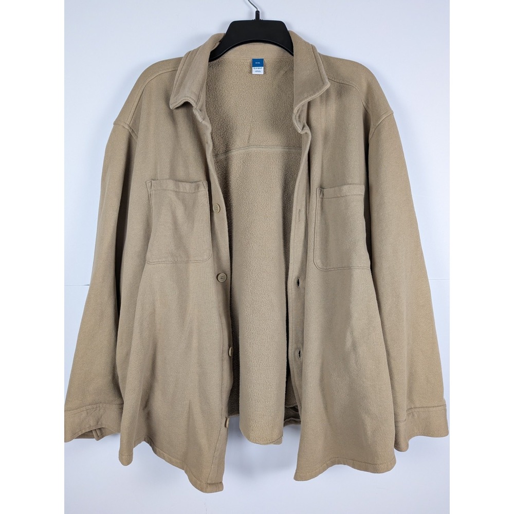 Old Navy Womens Oversized Shacket Shirt Jacket Oatmeal Heather Tan Large